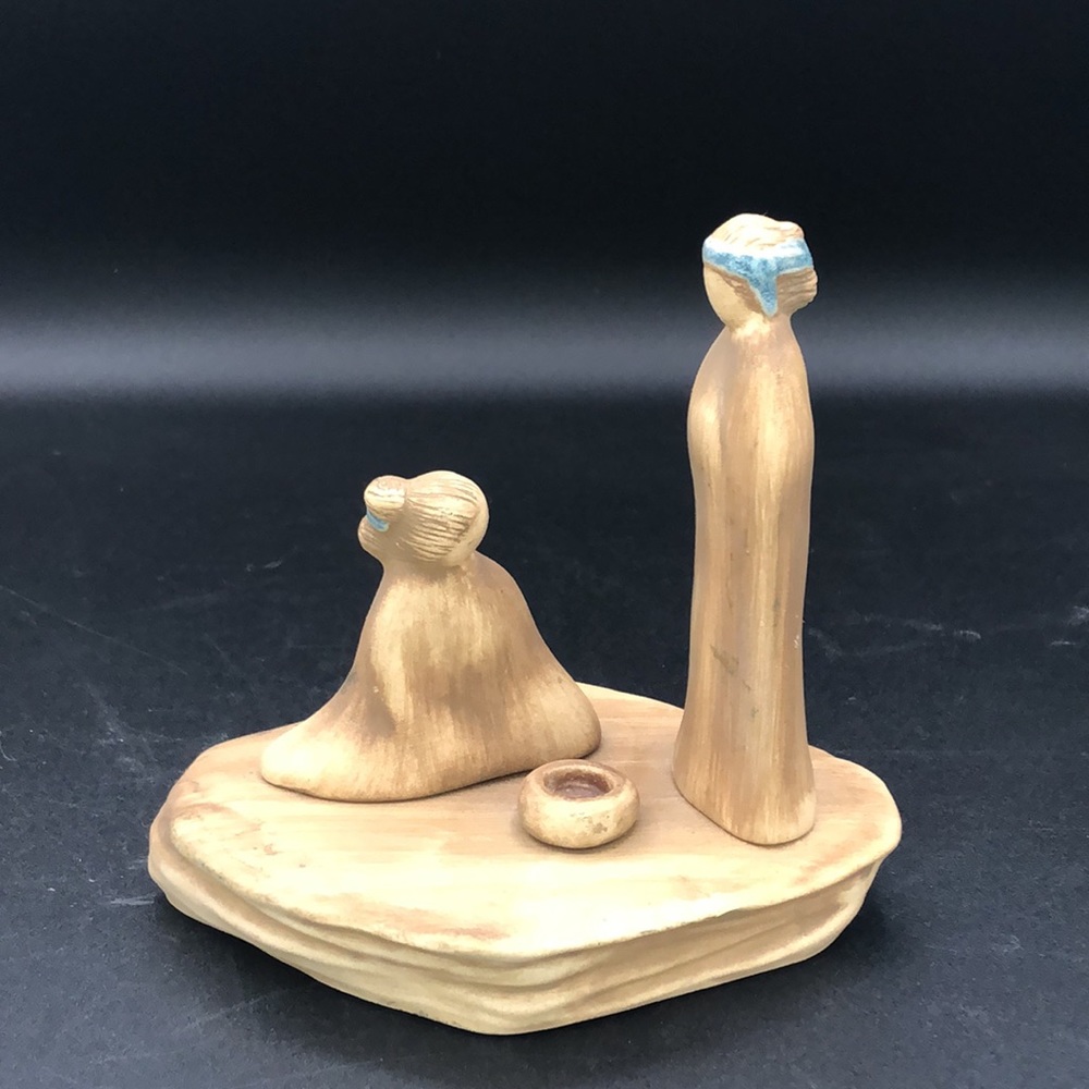Jack Black, Native American Pottery, Couple Praying, Artist Signed, 1984